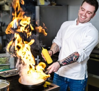 chef flambe food