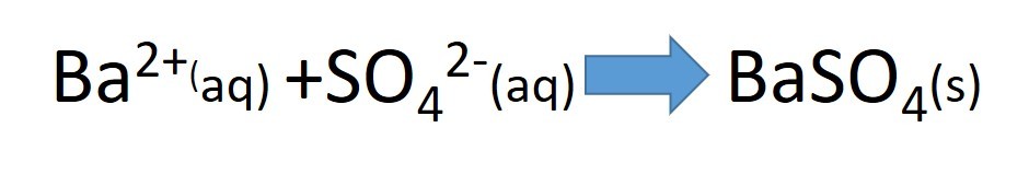 Barium 2+ ions plus sulfate 2- ions produce Barium Sulfate