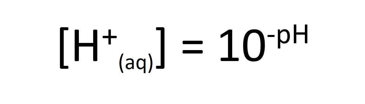 Calculate the concentration of hydrogen ions by raising 10 to the power of -pH.